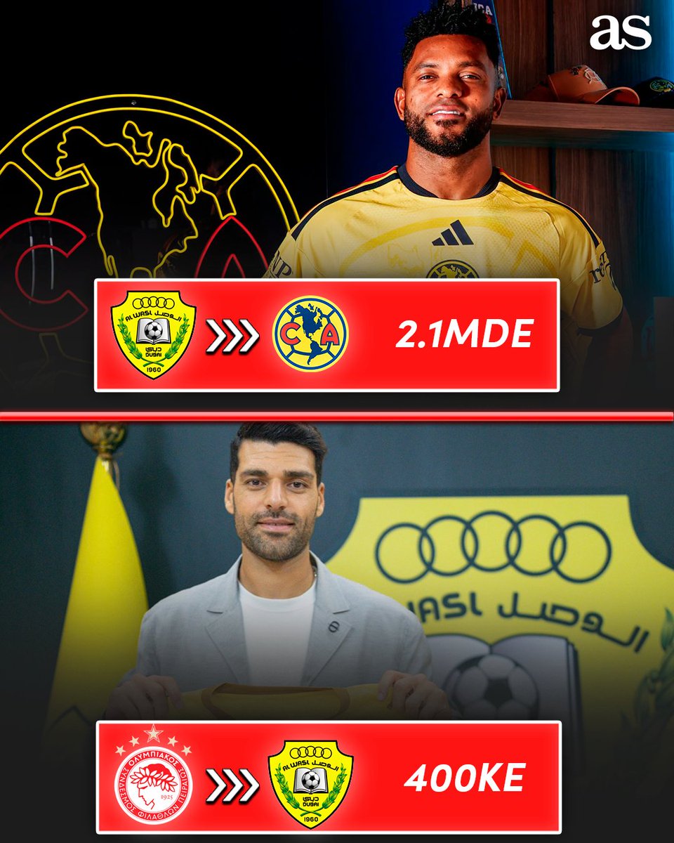 ASMexico's tweet photo. 🔄 El efecto dominó que provocó 'Hormiga' González ⚽️🫡💰

🇮🇷 Mehdi Taremi deja a Olympiacos y llega a Al-Wasl para suplir la baja de Miguel Borja 🔻

🇨🇴 Miguel Borja llega al América para hacer dupla con Henry Martín en América 🦅

📊: Transfermarkt