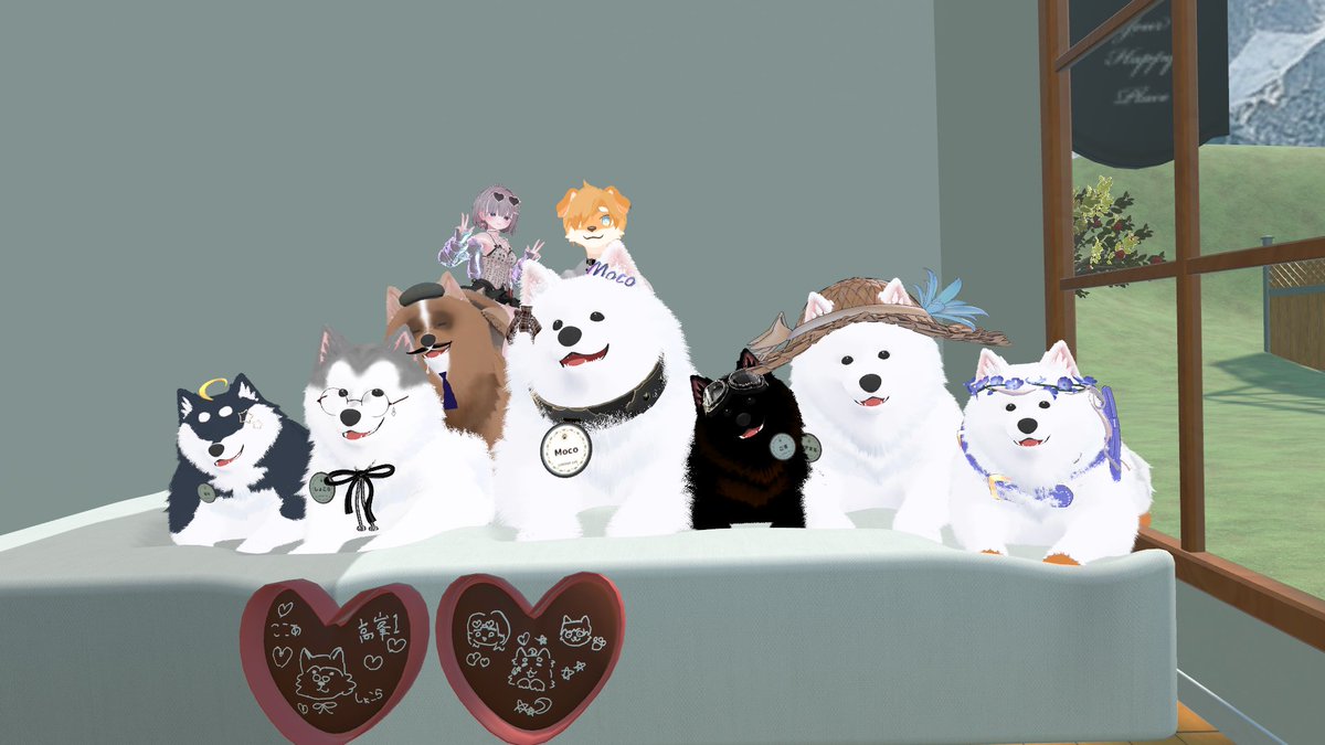 sinono_lopez's tweet photo. 犬が犬を愛でてた・・
ルナちゃんチョコありがとー💛
#VRCサモエドカフェ #VRCイベント https://t.co/g8vlxAXVe8
