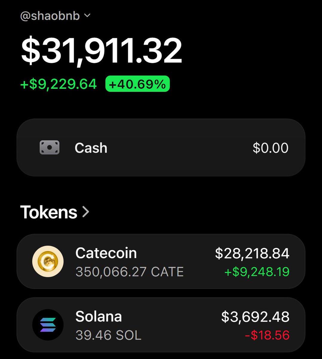 ShaoBNB's tweet photo. $CATE changed my life

I WILL RETIRE EVERYONE

WHO LIKES AND RT THIS POST

DROP YOUR $SOL WALLET https://t.co/wGAZPeuPrK