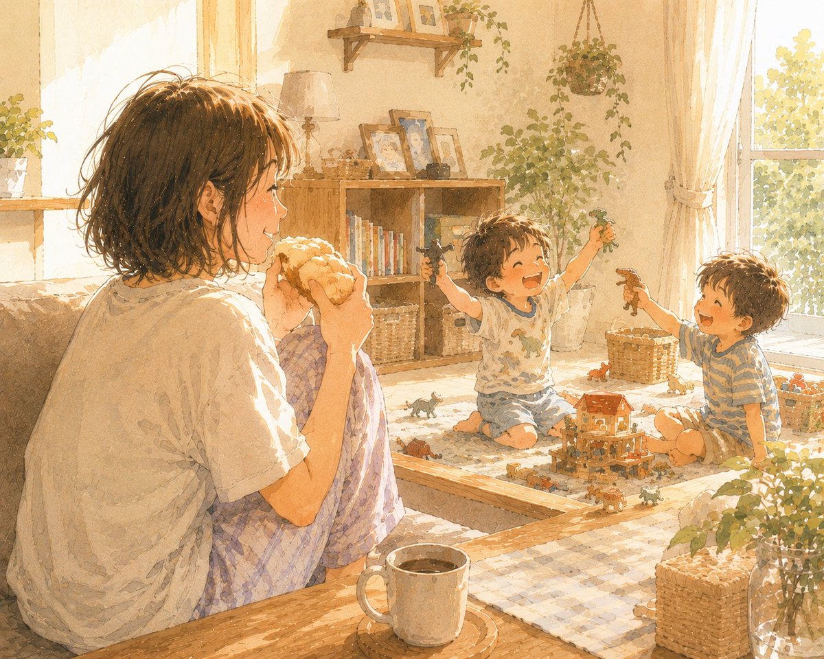 sayamama_work's tweet photo. おはようございます☀️

まだ眠気まなこの朝。

子どもたち、楽しそう。
メロンパン、おいしい。

朝からしあわせ🥰
#メロンパン好き 
#まだパジャマ姿 
#日常の朝 https://t.co/oHdPE5Z4SK