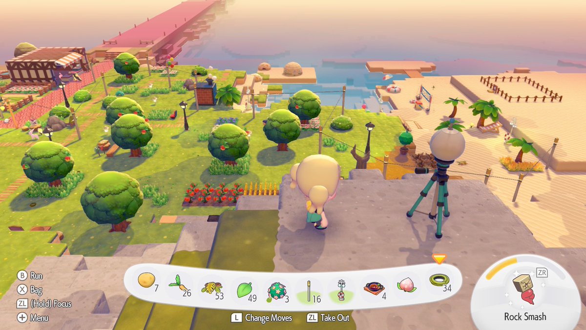 Whatzer's tweet photo. Y’all are over here creating these beautiful areas and restoring old areas in Pokopia, while I’m over here moving all my Pokemon to my Palette Town so they can all live together and know each other and not feel left out https://t.co/s4YPjyp52W