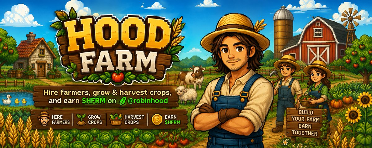 HoodFarm_'s tweet photo. Build your farm. Hire your crew. Harvest rewards🌾

Earn $HFRM on @RobinhoodApp 🚜

Send your EVM address https://t.co/DNTLBFuD7B