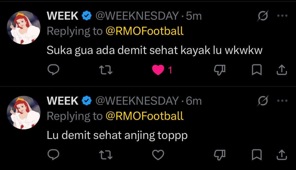 RMOFootball's tweet photo. Ini saya harus bangga atau tersinggung ya? kok jadi bingung 😭

Yah anyway, saya sih nyantai dan apa adanya, kalo Madrid lagi bapuk, gausah decul, saya sendiri yang bakalan ngeroasting tim ini.

Mau banter-banteran ama rival atau tim lain buat seru-seruan juga gas.

TAPI, kalo banter-banteran dan mulai toxic atau melenceng dari konteks, biasanya saya cuekin 🤣