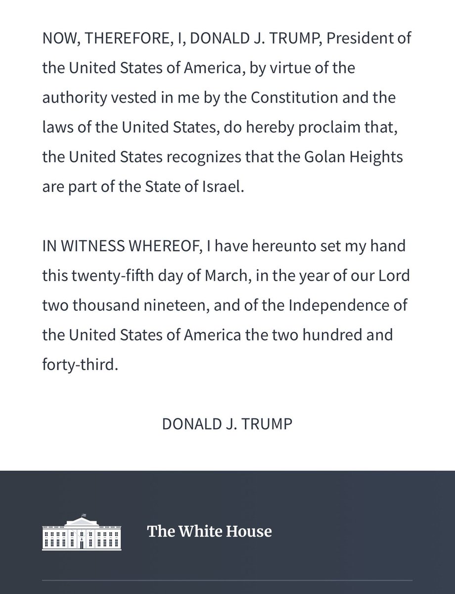 SenRickScott's tweet photo. The Senate confirmed @TomBarrackJr to enact the PRESIDENT’S AGENDA, which millions of Americans voted for. It seems the Ambassador forgot that or failed to do his research, so here’s a refresher for him…

President Trump has been CLEAR about Israel’s sovereignty over the Golan Heights for years! Here’s proof  ⬇️