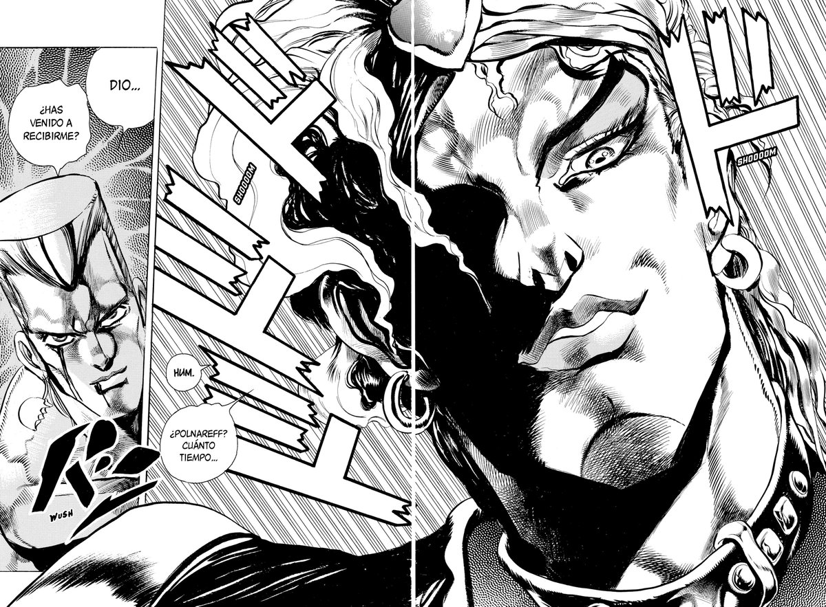 RoseMan_X's tweet photo. El diseño y presencia de DIO en el manga de Stardust Crusaders, oscila entre lo inhumano y lo hermoso.

El mesías del mal. https://t.co/lCiOZQcGW8