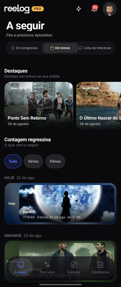 getreelog's tweet photo. 🎉 Novo design da tela Em breve;
- Destaque das próximas estreias no seu radar
- Veja as próximas estreias do seu interesse, todas juntas ou separadas por filmes ou séries. https://t.co/5E9nP75lxq
