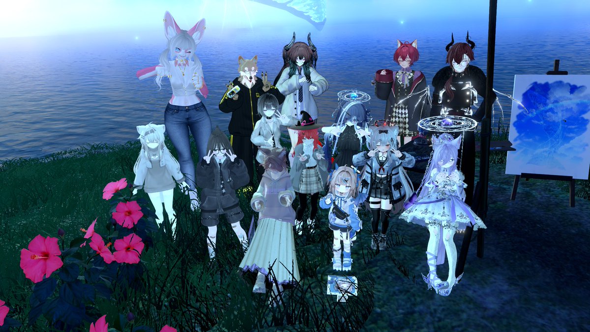 solosy141's tweet photo. #VRChat 
おはよ～！昨日はバーの店員として接客したり、グループの集まりに行ったり、そしてその後はテーマを合わせてフレンドと併せて改変をしたりして中々に濃い一日を過ごした～w
併せに関しては俺の衣装を見て作るか！ってなったらしく、それ聞いてウッキウキで作りましたわん☆ https://t.co/TA4d6i5we6