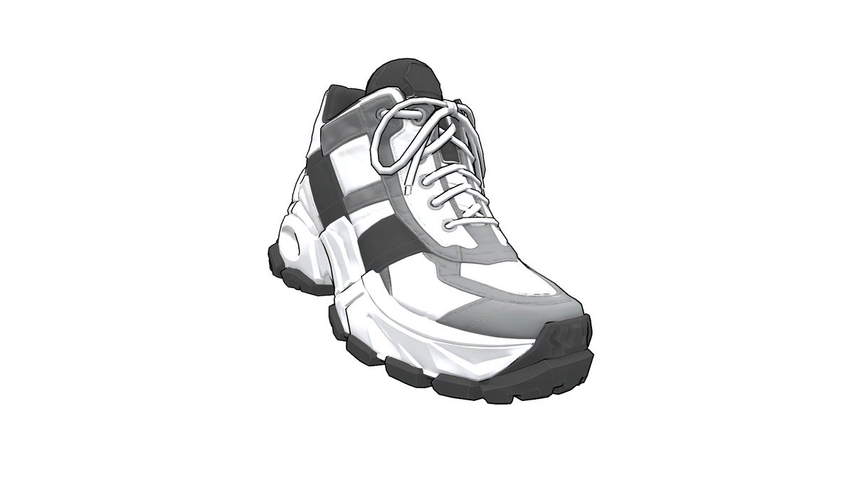 ILM_Workshop's tweet photo. 制作中のスニーカー、輪郭線ありとなしで試してみました👟

個人的にはどっちも良さがあって決めきれない……

みなさんはどっちが好みですか？

#VRChat #VRChat衣装 #ILM_VRC https://t.co/7qwJmrSF4z