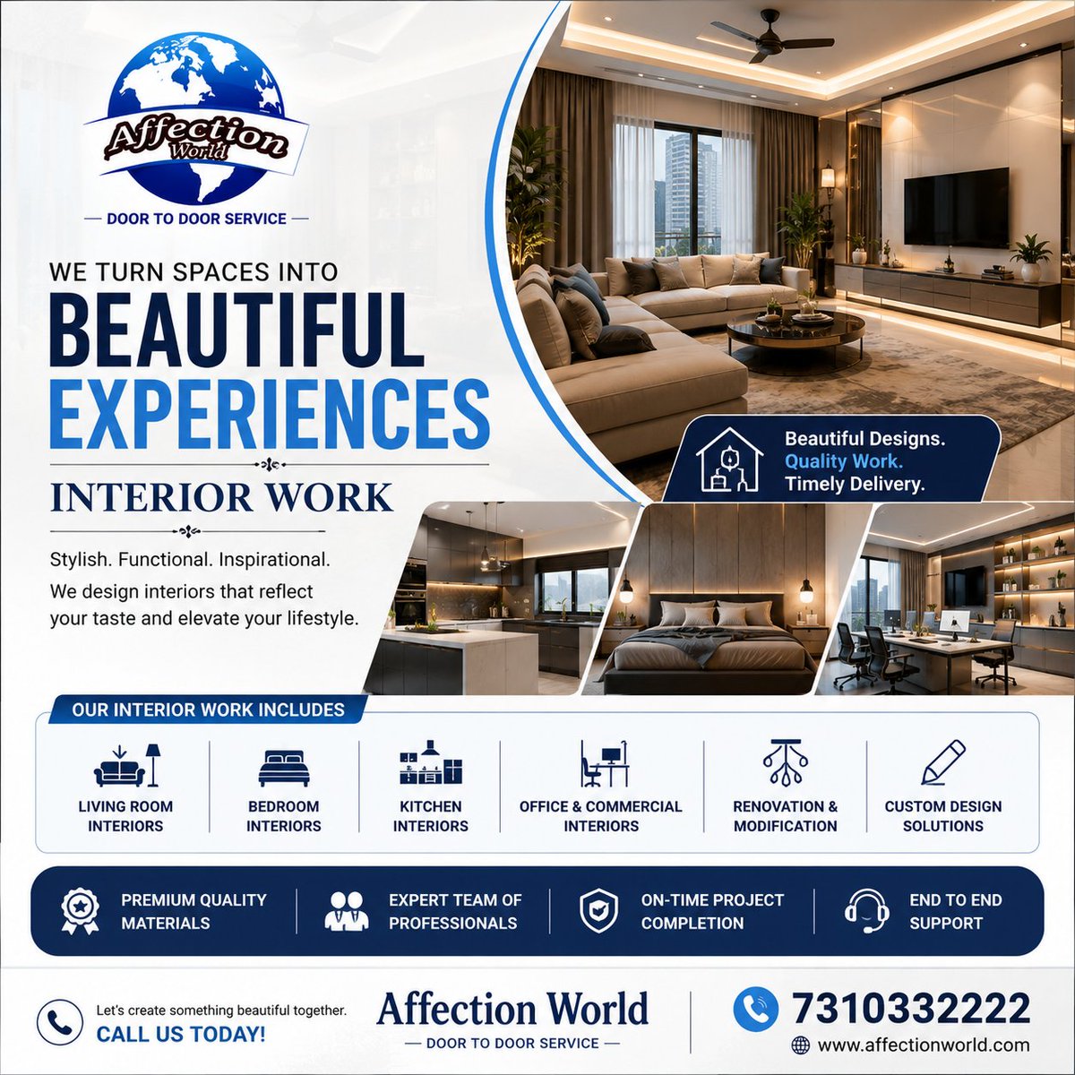 affectionworld1's tweet photo. 🏠 Transform Your Space with Affection World! ✨
Give your home or workspace a perfect blend of style, comfort, and functionality with our professional interior solutions.
📞 Call Us: 7310332222
Affection World – Door to Door Service
#AffectionWorld #InteriorDesign #InteriorWork https://t.co/YduY0lQS0V