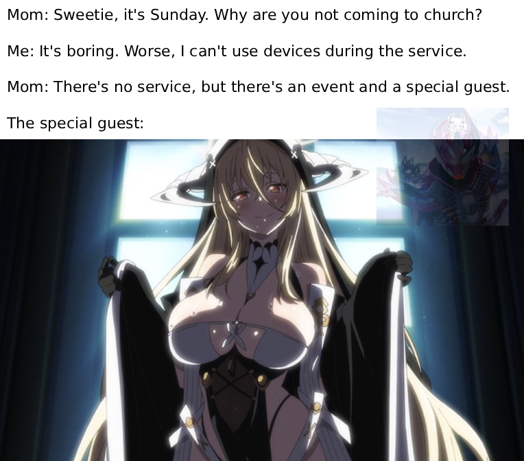 UnsettlingAL's tweet photo. If this is how you get me out of bed on Sundays, it's probably better than blatantly saying what to do that day.

日曜日に私をベッドから起こすのに、これが方法なら、その日に何をすべきかを露骨に言うよりは、たぶんましだろうね。

#インプラカブル
#アズールレーン https://t.co/ogGsbIfLeM