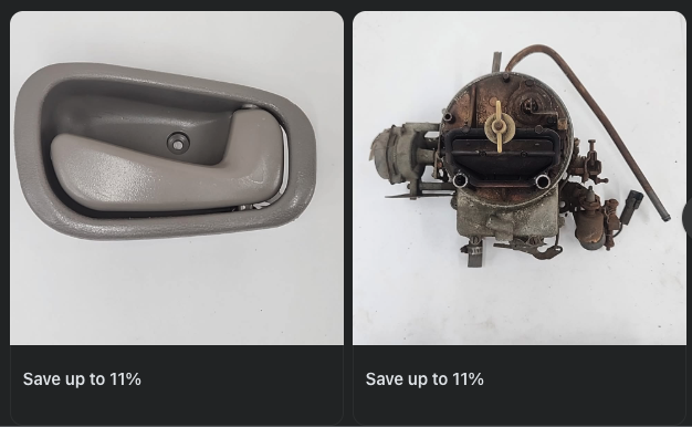 FastWrecks's tweet photo. 📷 Don’t miss our Sale event ending soon! Save up to 11% on parts like the 2x Gray Interior RH Door Handle for Corolla, Motorcraft Carburetor, Mustang Trim Panel &amp; more! Upgrade your ride today! 📷📷 #CarParts #SaleEvent #AutoUpgrade #Mustang #Toyota #eBay #eBayStore #eBaySeller https://t.co/DgMInvV43V