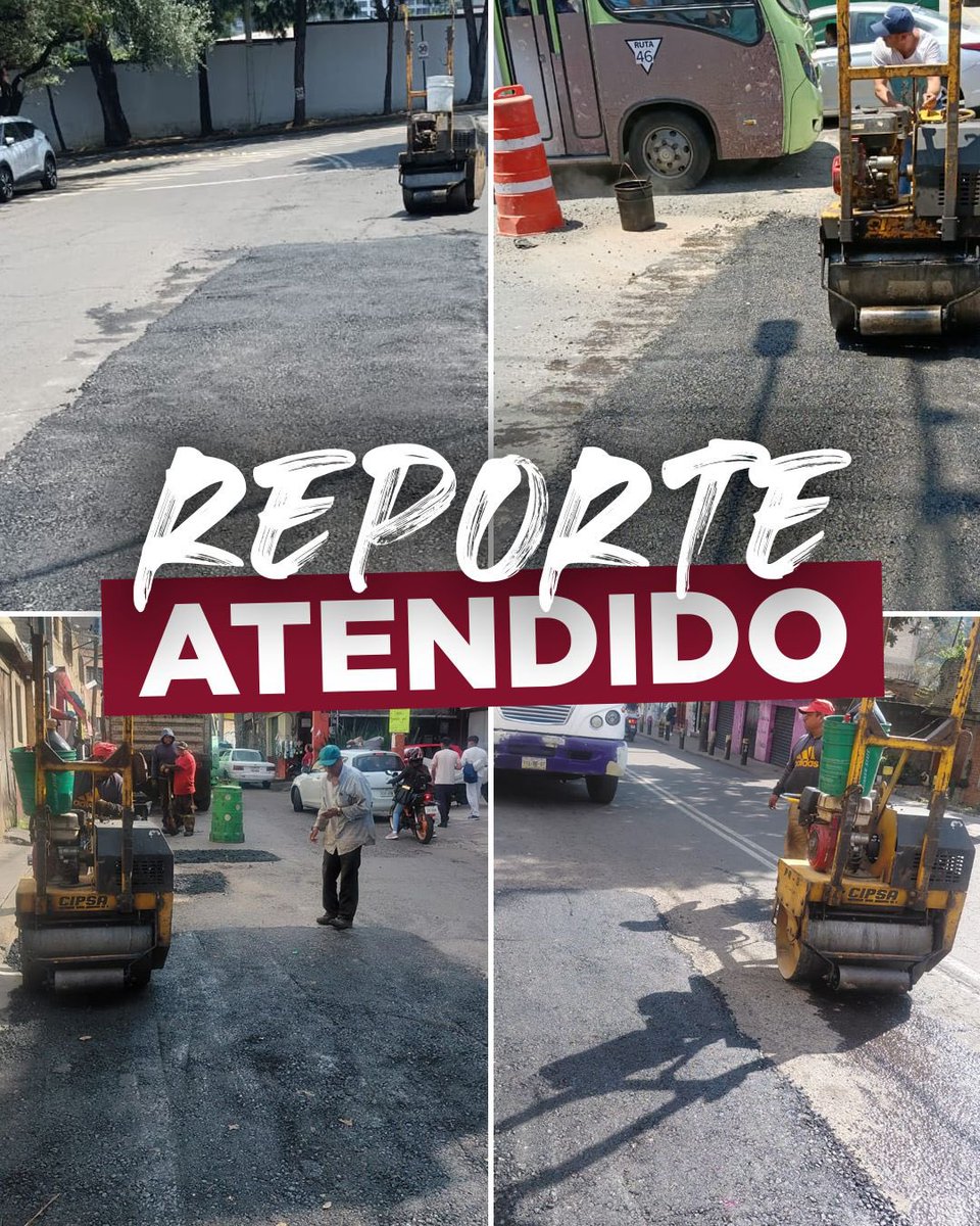 LopezCasarinJ's tweet photo. 🛣️ #ReporteÁOtendido | Realizamos trabajos de bacheo para mejorar las condiciones de nuestras vialidades, facilitar la circulación y brindar mayor seguridad a quienes transitan por ellas en:

📍Lomas de la Era
📍Arvide
📍Lomas de Guadalupe

📲 Si tienes un reporte en tu colonia, envíalo a través de @DaliaAAO vía WhatsApp al 56 1995 5000.

#TodoEsPosible
#CasarínAlcalde