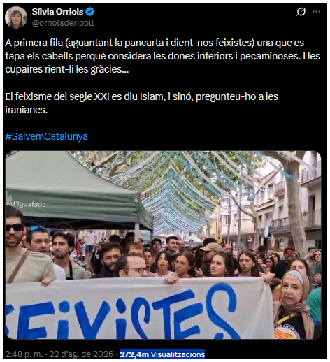 rnovoa's tweet photo. Sílvia Orriols @orriolsderipoll omple més de 2 Spotify Camp Nou en 24h a 𝕏. 

272.400 visites 💯

GOAT🐐 https://t.co/hEVpowXsPF
