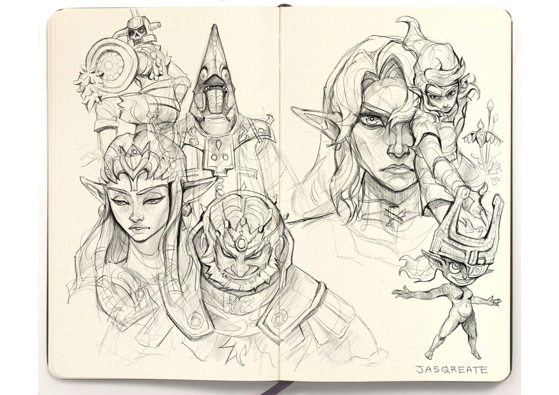 Jasqreate's tweet photo. Some pencil sketches of Twilight Princess. I'm still hoping for it to be released on the Nintendo Classics alongside Wind Waker. https://t.co/sSMY07dH7Z