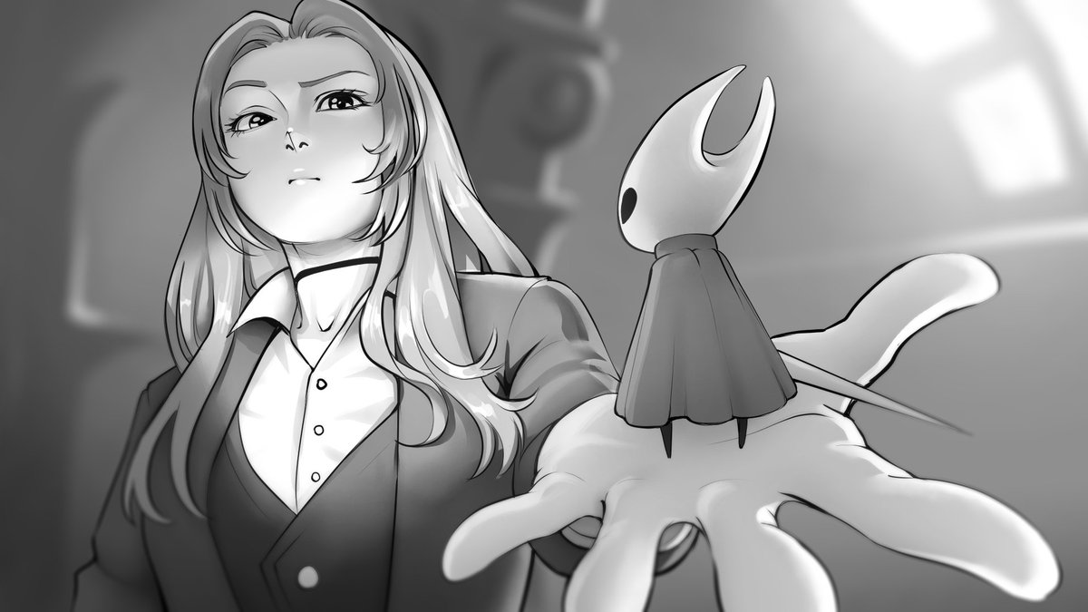 Telepeturtle's tweet photo. Rodion from Limbus Company holding Hornet Silksong in her hand.

Commission by morosemarsu https://t.co/0U6UgxeQeN