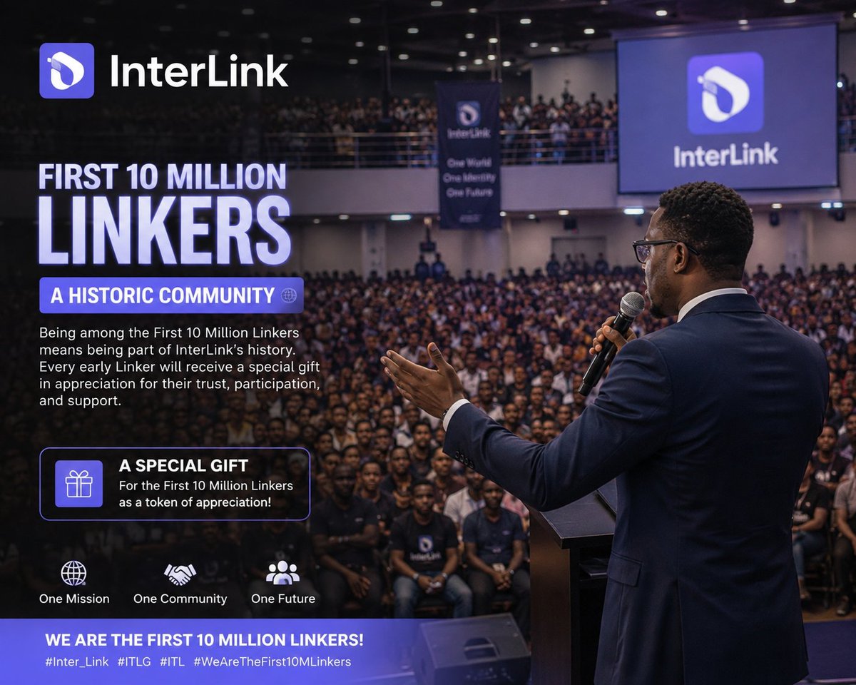Thesainterb's tweet photo. Being among the First 10 Million Linkers means being part of InterLink’s history. Every early Linker will receive a special gift in appreciation for their trust, participation, and support. 🌍🤝 #Inter_Link #ITLG #ITL #WeAreTheFirst10MillionLinkers https://t.co/wwFUl5wRDb