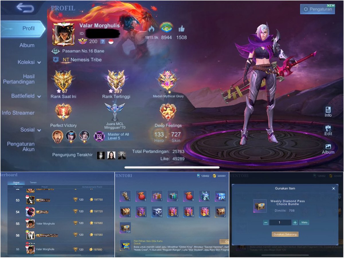 afdhelsykes's tweet photo. WTS AKUN ML 10JT NEGO
ALL UNBIND FREE CE DATA SANGAT AMAN

detail lainnya bisa dm
spek: https://t.co/SIifQbaKPp