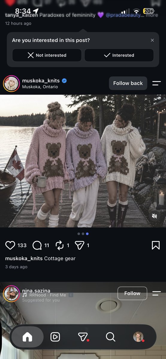 babooshke's tweet photo. Lol Am I crazy or did this company use my pics in AI to make an ad for their knits? They follow me btw https://t.co/7Zv0IWD0TX
