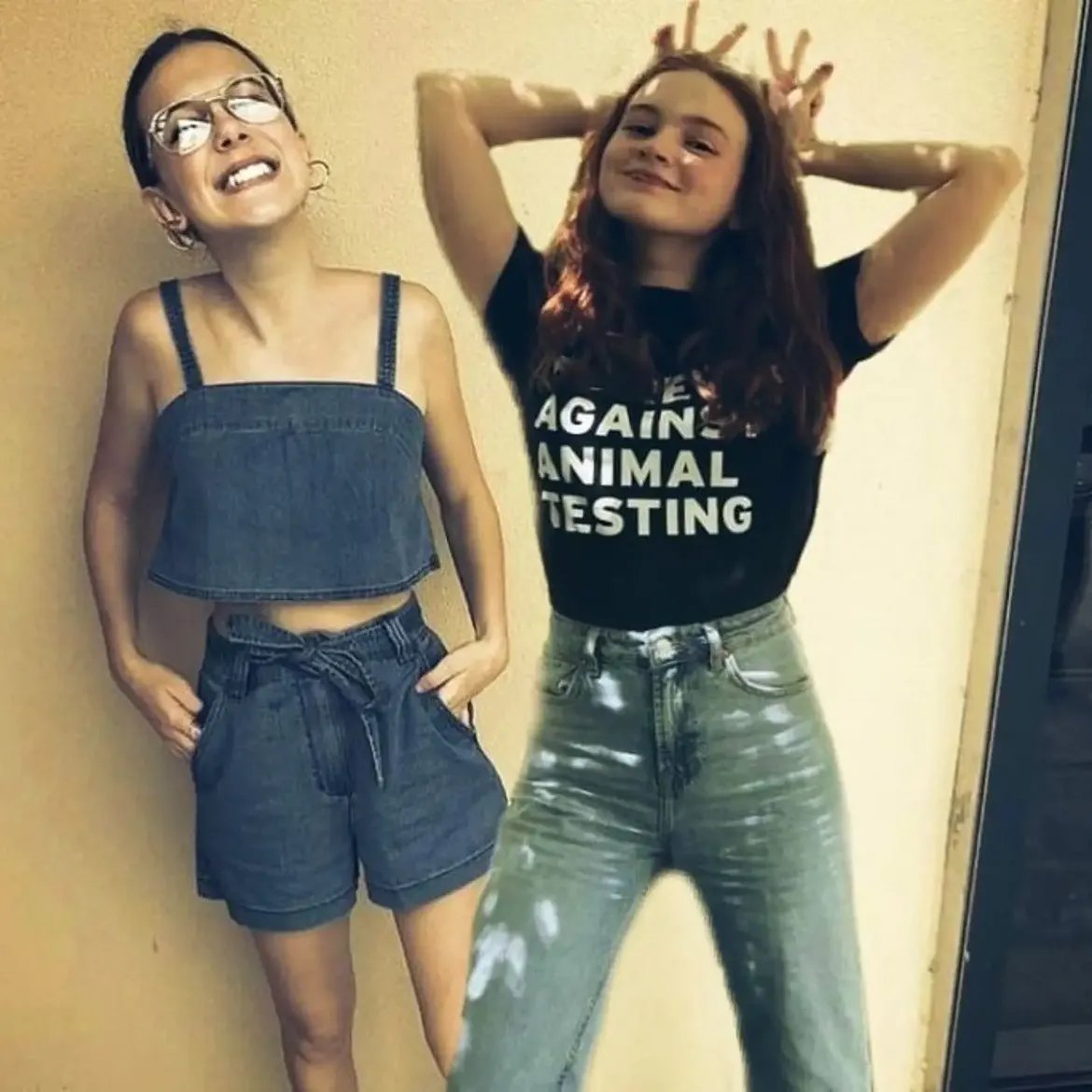 aether_star1's tweet photo. Sadie Sink &amp; Millie Bobby Brown didn’t just play best friends on Stranger Things  they actually were
The real chemistry made it hit different ❤️ https://t.co/iPA3RZod2F