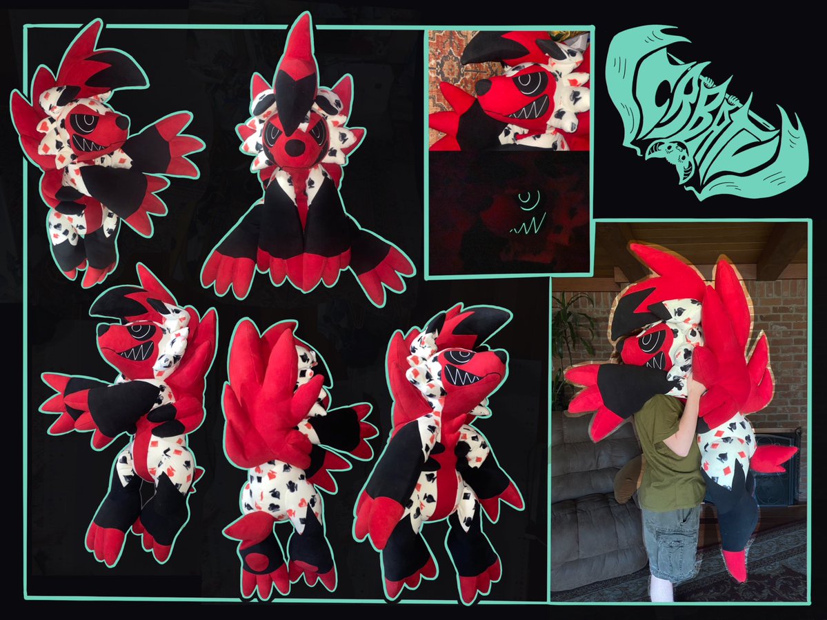 CRBATV's tweet photo. ♥️♠️AVAILABLE♠️♥️
🃏Black Jack Lycanroc Pillow Plush🃏
♥️Made with playing card suit patterned fleece
♣️glowing face details
♦️55in (140cm) long
♠️2500USD+shipping (open to P4YM3NT plans)
♥️DM for more details or to claim! https://t.co/UFKihS8Bgh