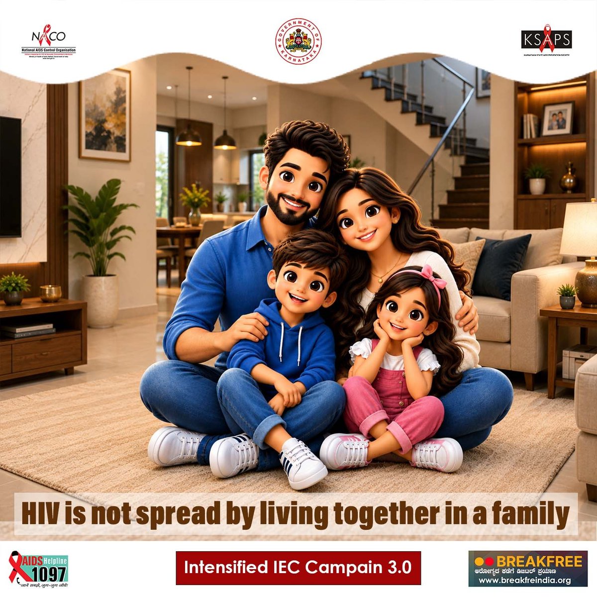 KarSAPS's tweet photo. HIV does not spread by living together in a family.
#MythBuster #HIVFacts #Awareness #EndStigma #EndDiscrimination https://t.co/3LHmHMhYoX