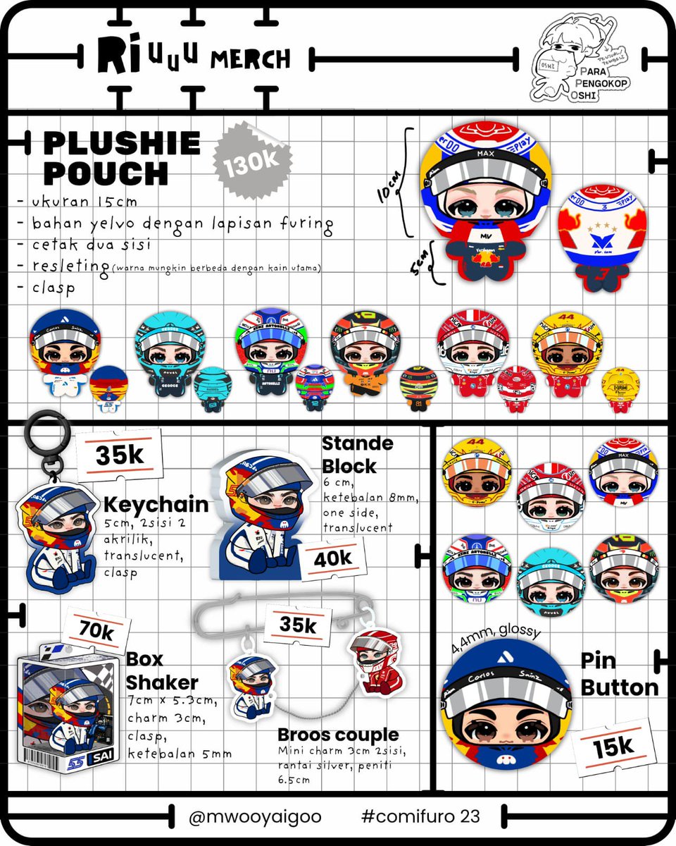 mwooyaigoo's tweet photo. (🔁  &amp; 💗 are very apprecaited!)

Hello, My Pre-order for #CF23 is open! 
🗓️ 23 Agustus - 1 September 2026
📬 Mail order &amp; PickUp 
🫧 JJK, ALNST, F1, BNHA, YCH etc.
📍 Para Pengokop Oshi 
•https://t.co/fhaMcaOH5c•

#cf23catalogue #cf23 #warungalnst #bnha #blackbutler #TSHD #F1 https://t.co/LgRz4LloLz