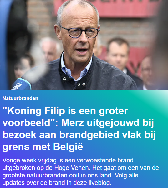 LegionJerry's tweet photo. Wat is dit alweer voor een nonsens #vrtnws artikel .
Filip is een niemendal met geen macht om een brand te bestrijden, Merz wel. https://t.co/1Ft55vzFtZ