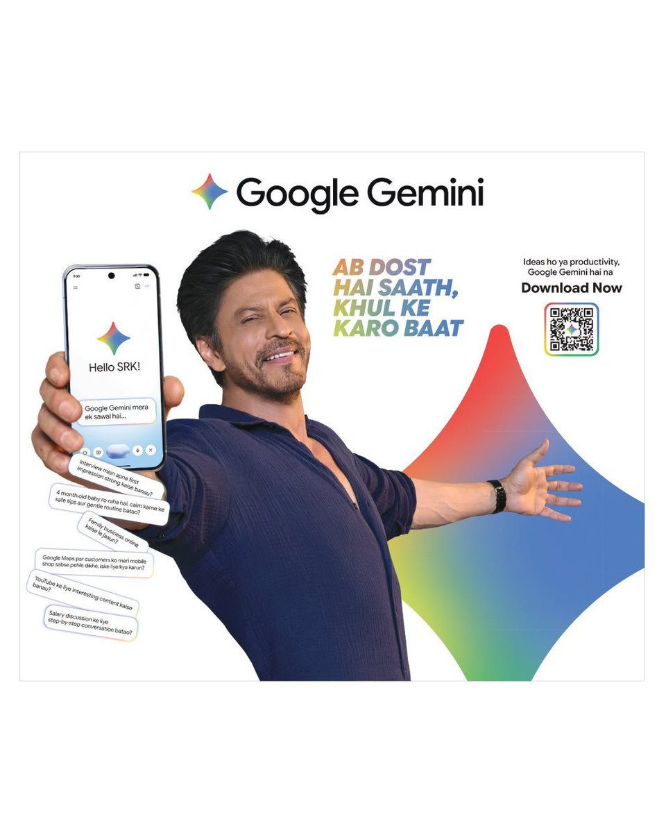 Worship_SRK's tweet photo. #Exclusive

New Ad Of @GeminiApp Featuring #King of Indian Cinema #ShahRukhKhan 🔥 👑 🥵 https://t.co/zHpwLll6Ca
