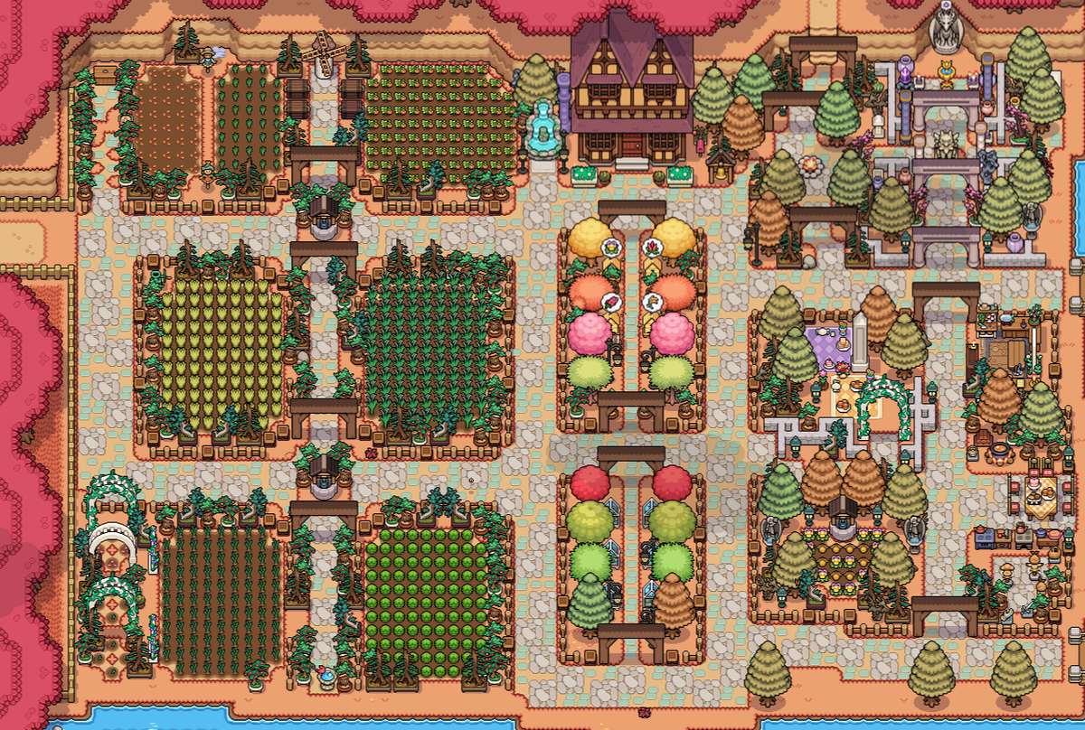 narconixs's tweet photo. #fieldsofmistria finally happy with how my farm turned out!! 🌾🧑‍🌾 https://t.co/5gufyjECza
