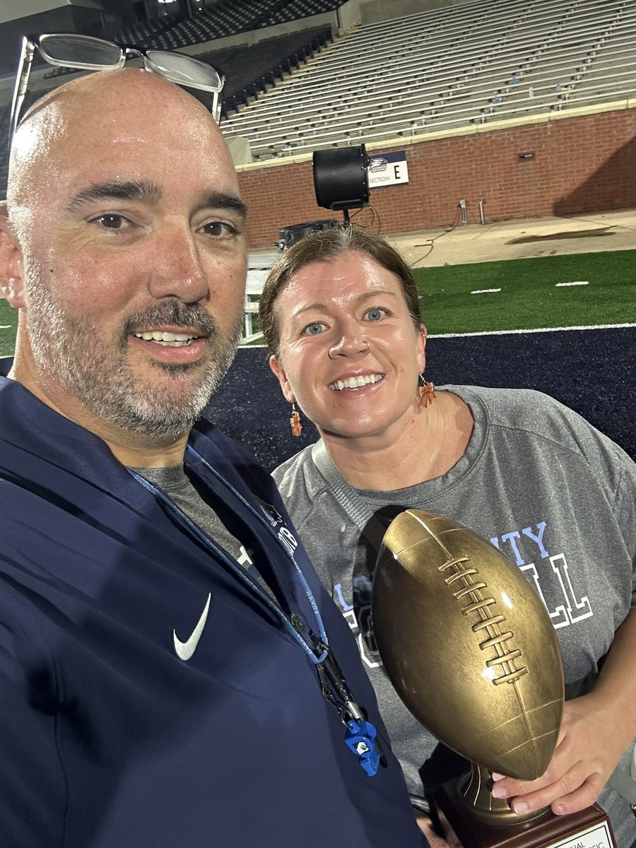 Coach_Pfiester's tweet photo. 11:30pm kickoff…mistaken laden game 1 ends at 2:05am with #Team29 victorious 30-13 over a very well coached and physical MCA team! Really appreciate the #LongCounT folks who stuck it out. Trophy looks good on momma! https://t.co/GSVbtODCT9