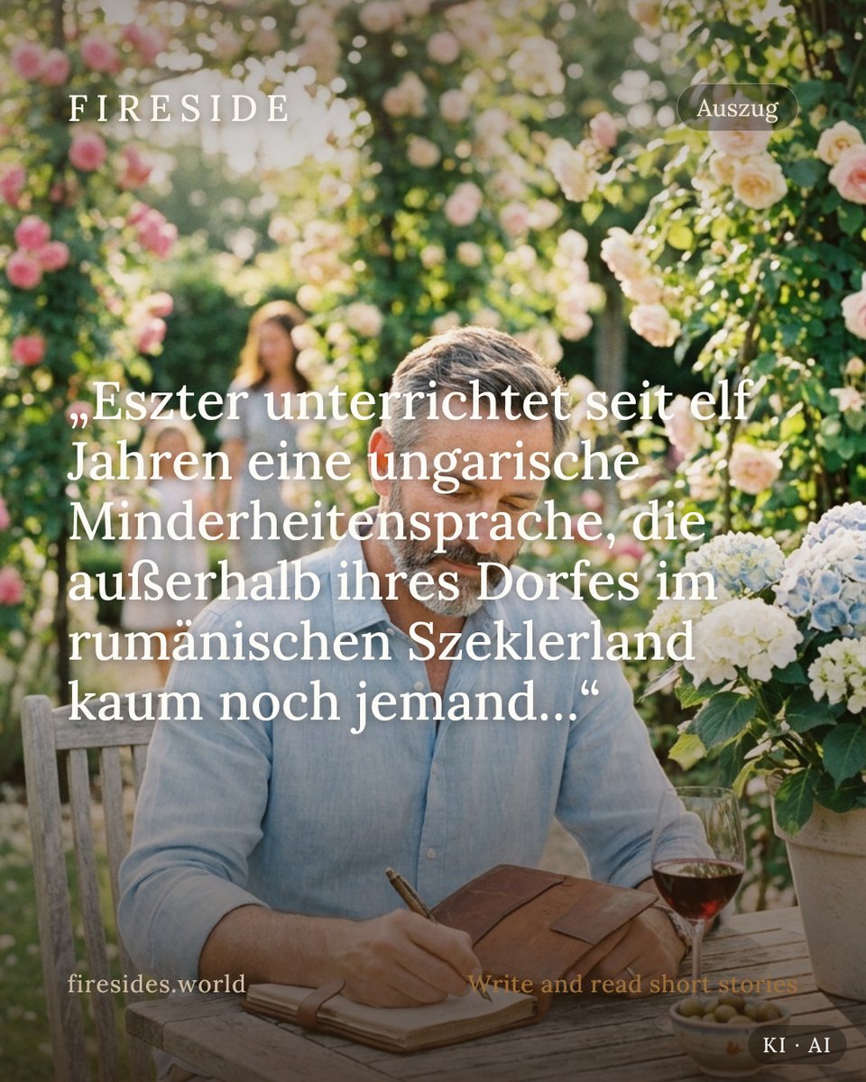 Firesides_world's tweet photo. „Eszter unterrichtet seit elf Jahren eine ungarische Minderheitensprache, die außerhalb ihres Dorfes im rumänischen Szeklerland kaum noch jemand…“ — aus „Die Sprache, die nur noch im Dorf…
https://t.co/hXQ2sZfAml
#Kurzgeschichten #Lesen https://t.co/BkzzPz5UQ6