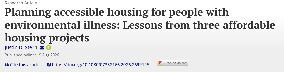 LindaSepp's tweet photo. New research paper on #AccessibleHousing for people with #MCS, #EnvironmentalSensitivities, #Environmentalillness, #InvisibleDisabilities.  #UniversalDesign needs to include this population.

https://t.co/paGZufDcYE https://t.co/r1z6ipdQY2