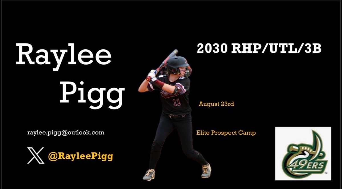 RayleePigg's tweet photo. Excited to head to another camp tomorrow @CharlotteSB! This will be my first 49er’s camp and I can’t wait to learn from all the coaches. https://t.co/4xoJ64Yfho