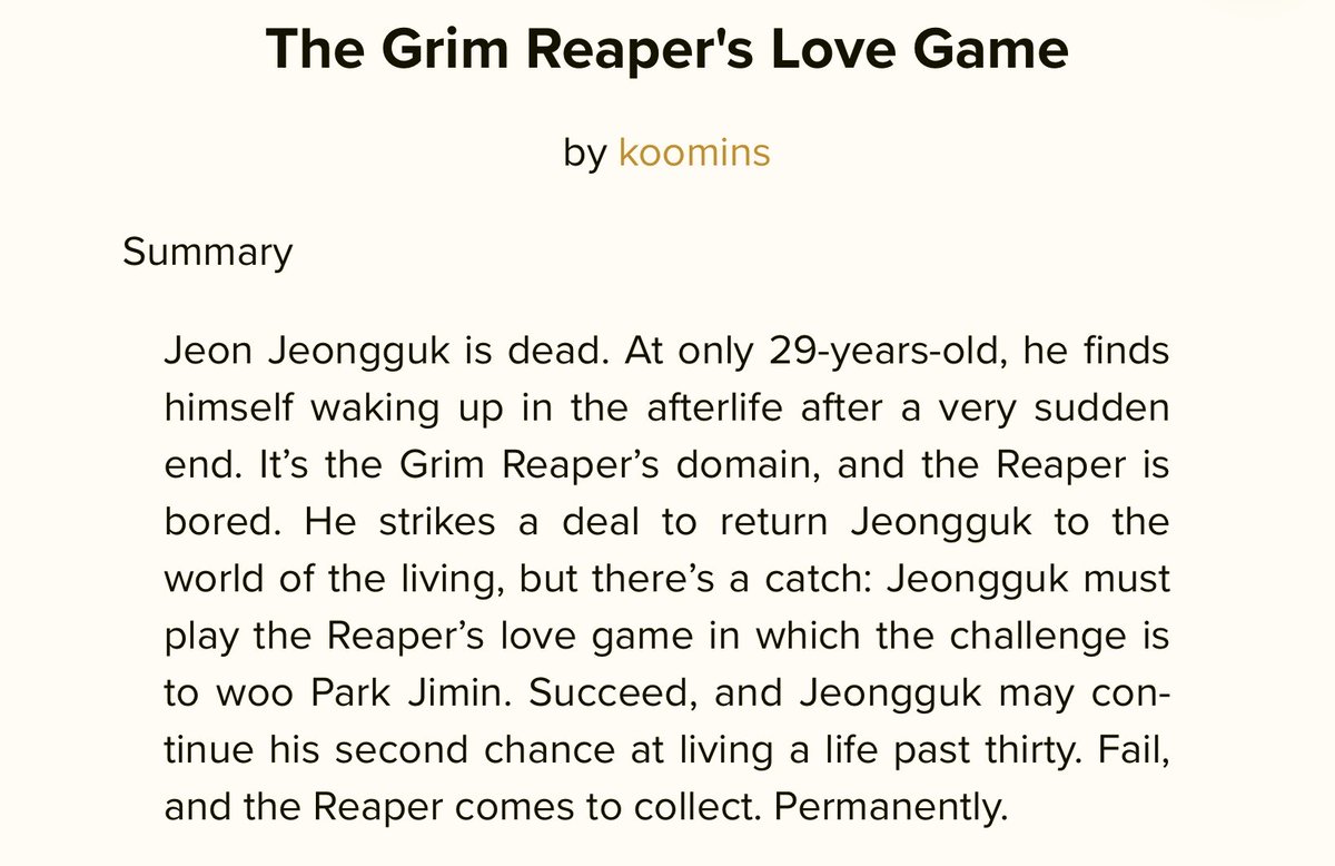koomidy's tweet photo. the grim reaper’s love game
jikook

https://t.co/MSolthae1k https://t.co/Fm6qOzxY0G
