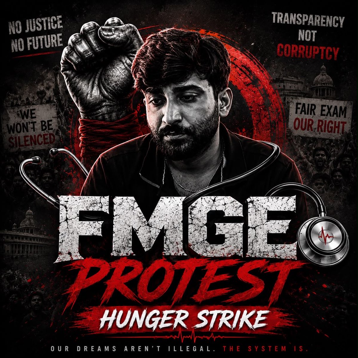 fshaaf's tweet photo. June 2026 FMGE: We demand justice, fairness &amp; transparency. Why is NBEMS &amp; Govt ignoring us? We are not asking for favors, we are asking for our right. 35–40% passing + answer key now.
@NBEMS_Official 
#fmge #FMGEJune2026  #FMGE_protest 

@drjaswantvoice thank you sir💪🏻 https://t.co/HsfyNqMA6D
