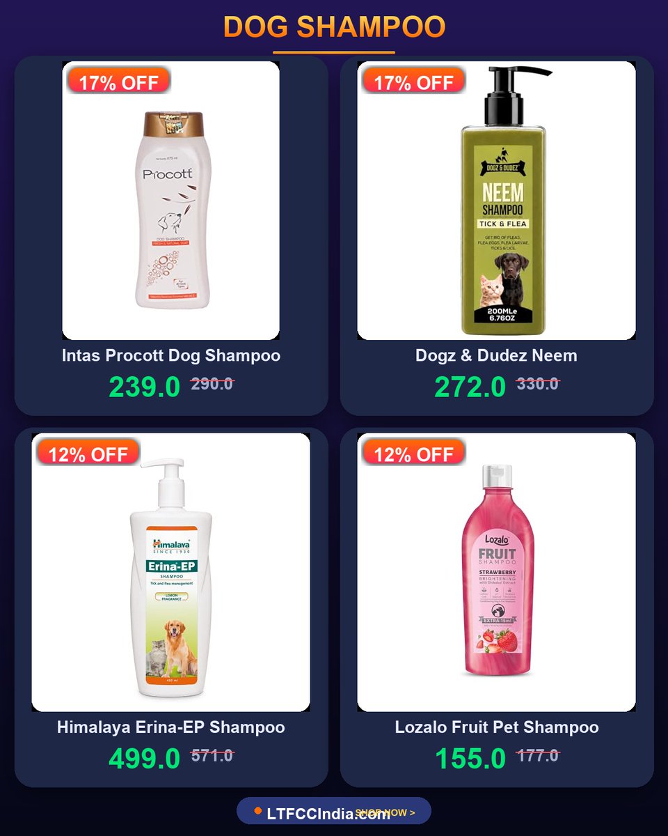 lalitnagrath's tweet photo. Top dog shampoo picks - Intas Procott Dog Shampoo, Wahl 820000 4-in-1 Shampoo, and others at great prices. Highlights: Easy to clean and maintain. Which one would your dog love? #TopPick. https://t.co/mQSQ8fl0JV https://t.co/zErTGUuFAo
