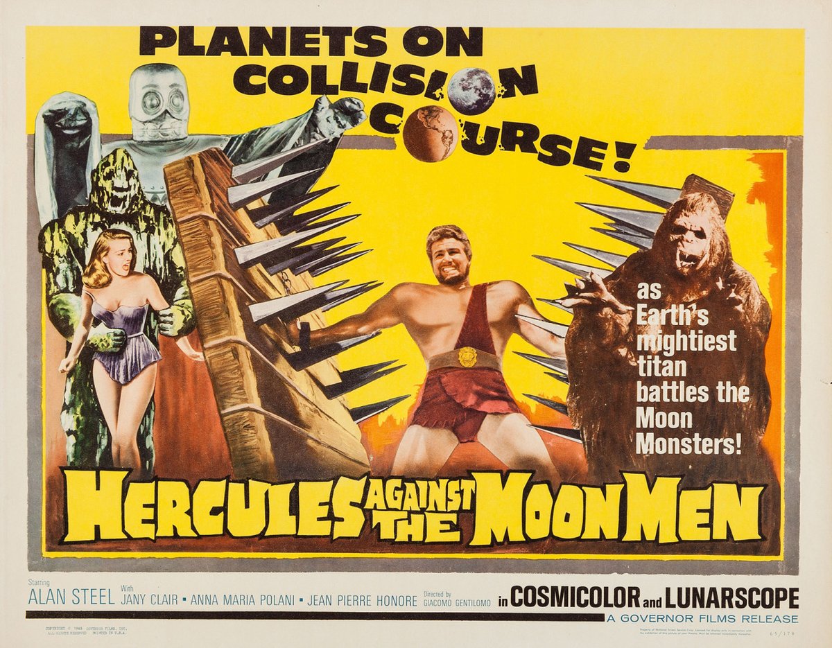 RanesHook's tweet photo. #SciFiSaturday - HERCULES AGAINST THE MOON MEN - Mythical strongman #AlanSteel faces an evil queen who seeks to sacrifice innocent humans to a race of stony extraterrestrials! https://t.co/AVdrxGfWx7 https://t.co/MxCWECe1JD