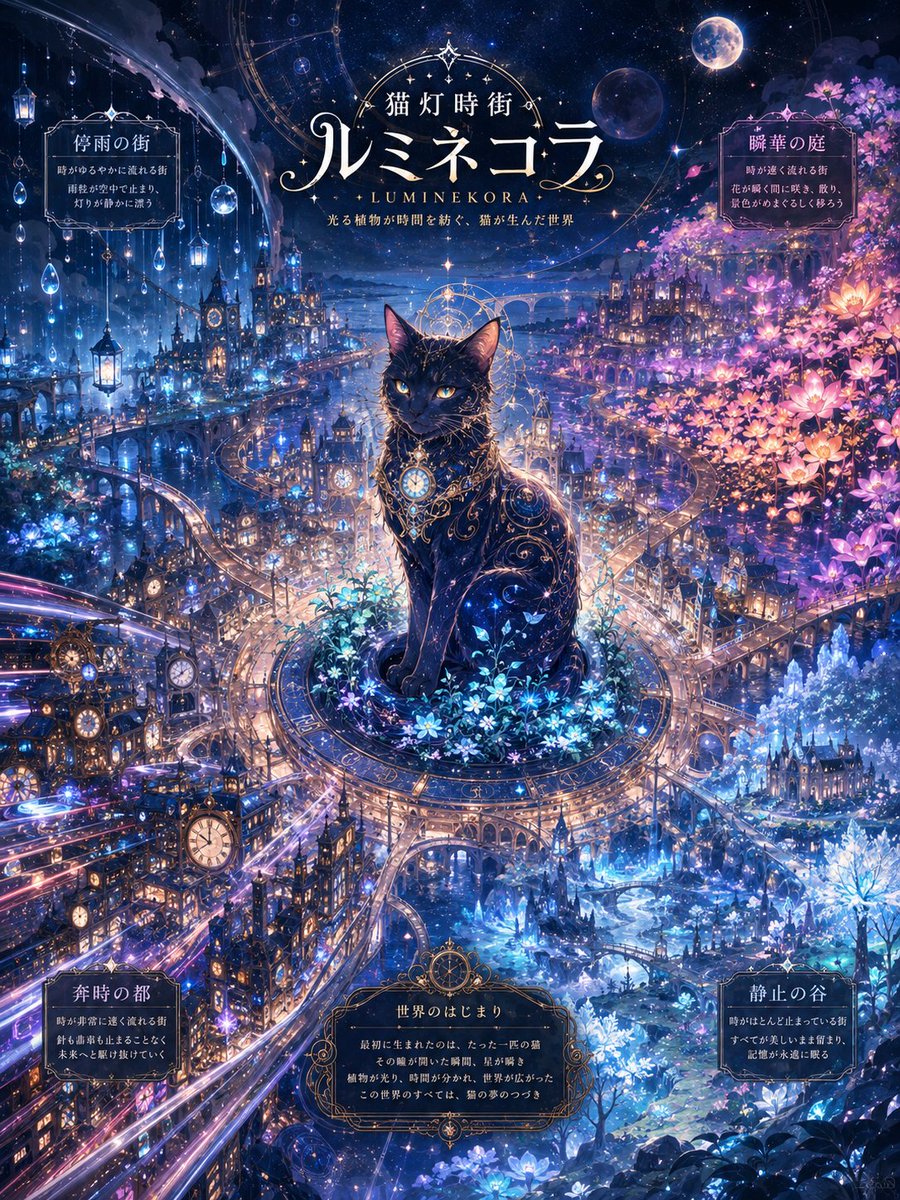 reveri22's tweet photo. こちらのプロンプトお借りしました
真っ先に降り立ったのは「猫」でこんな世界になりました
猫は世界、世界は猫
のんびり過ごしてもいいし、スピードある運動もいい。気まぐれな時間が流れる世界イメージ
そんな世界です。
#何もない世界の中心で
#AIイラスト
#ChatGPT https://t.co/vZejOnUIVt