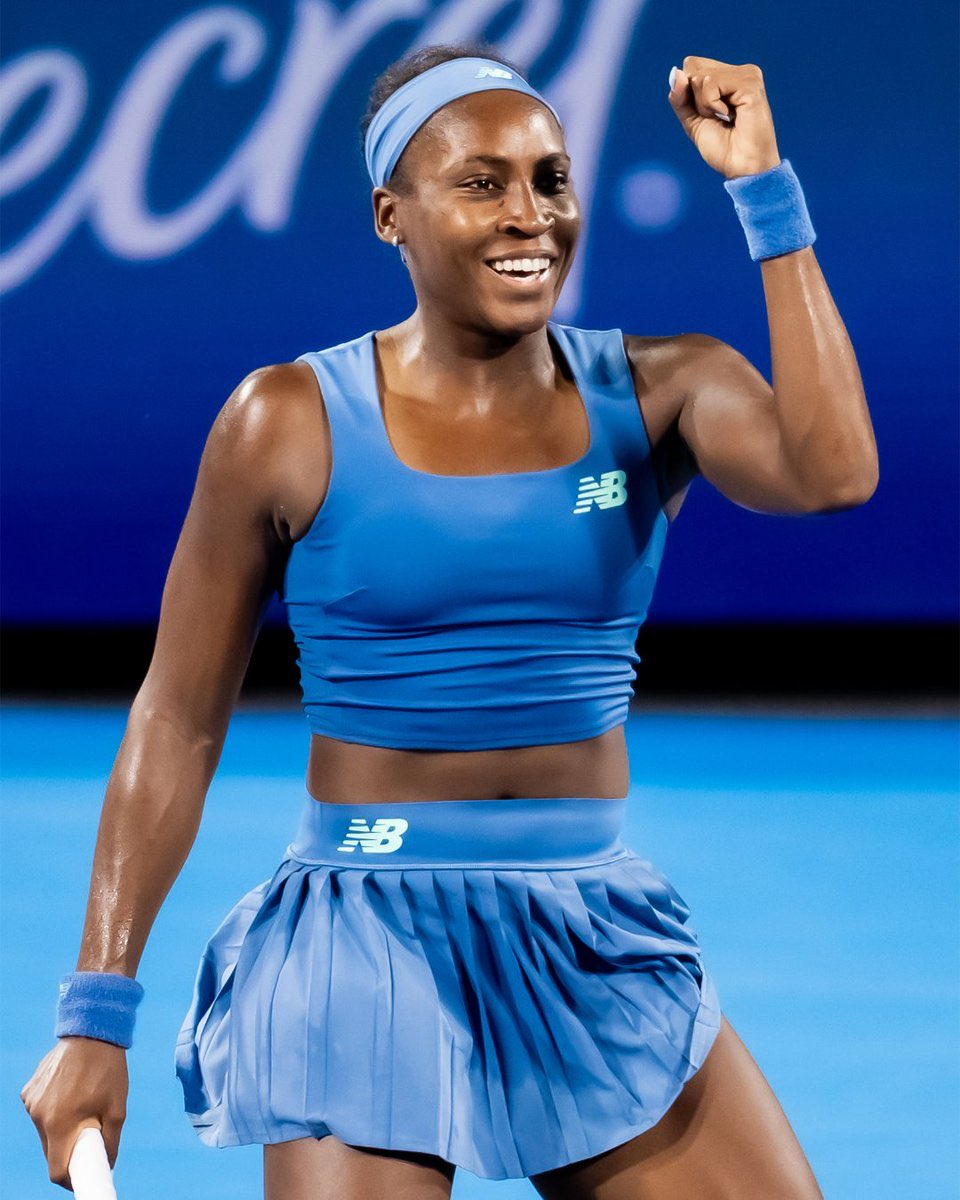 FemmeVisuals's tweet photo. @TheTennisLetter Coco Gauff really couldn’t resist that one. The timing made it even better. https://t.co/y5aYKVzqK7