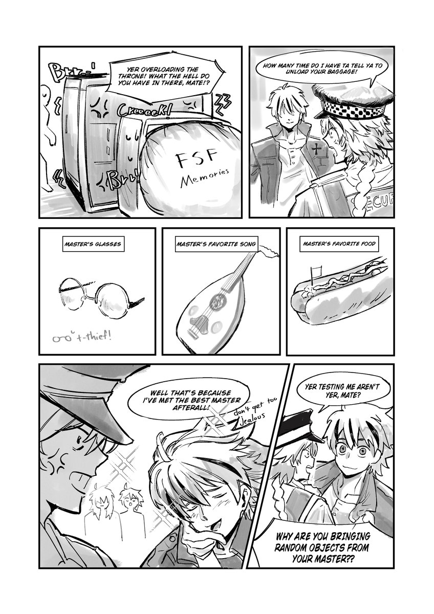 Clif_23's tweet photo. When Richard said "there's a fragment carved into the Throne that I can't possibly ignore."  
I was imagining FSF saber thinking of something  like this "If the Throne of Heroes doesn't let me remember Ayaka then I'll just have carve her name on it myself!"   so I drew it in a comic form. リチャアヤ