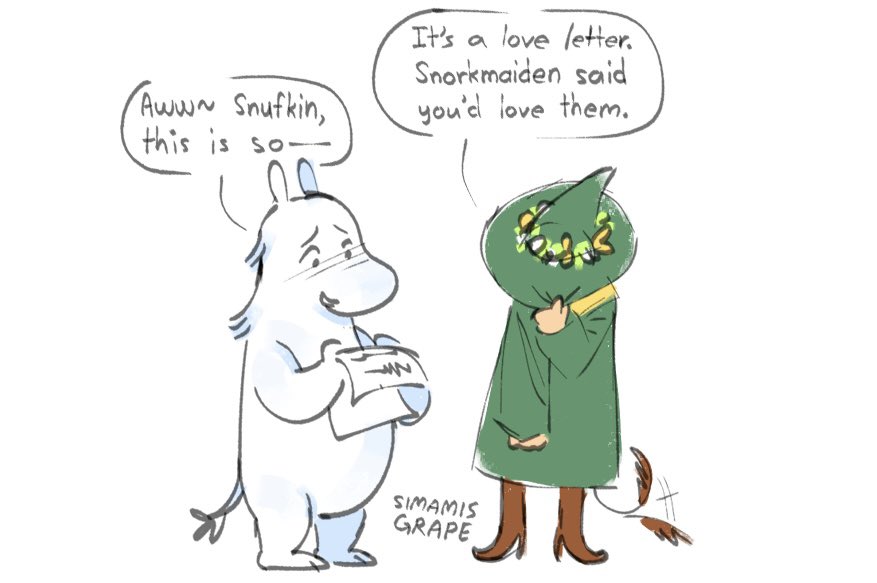 Simamisgrape's tweet photo. I’ve grown a sudden fondness for #snufmin #moomin #fanart https://t.co/mohQfZBXs5