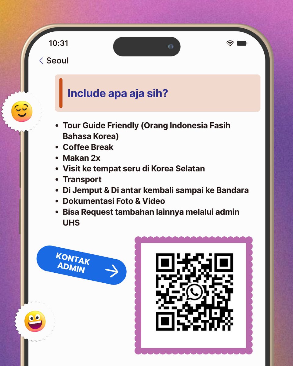 _underherspelll's tweet photo. Spill rencana liburanmu ke Korea! 🇰🇷✨

Mau transit singkat atau landtour seharian, kita siap nemenin seru-seruan! Dijemput di bandara, kencan kuliner, plus dapet foto kece. 🥳

📩 Yuk, booking slot kamu via DM/WA maks H-5!

#onedaytrip #zonauang #korea #bealanjaㅤ https://t.co/miq4BmJND3