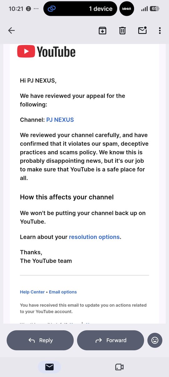 MoolaRamManmora's tweet photo. @TeamYouTube My channel PJ NEXUS was terminated for “Spam, Deceptive Practices and Scams.” I believe this was a mistake. I have never intentionally violated these policies. My appeal was rejected. Please review my case manually and reconsider the termination. 🙏 https://t.co/tpD85GEz4a