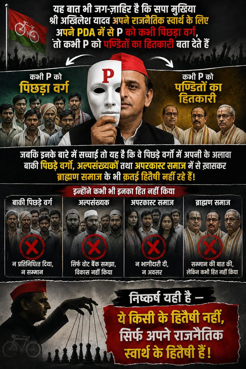 Afzal_alam786's tweet photo. अल्पसंख्यकों के नाम पर राजनीति करने वाली सपा ने कभी उनका वास्तविक विकास नहीं किया। बी.एस.पी. ने हमेशा हर वर्ग के हक और स्वाभिमान की लड़ाई लड़ी है।
#Mayawati #BSP2027 #AkashAnand #MissionBSP #PDAExposed https://t.co/NZCMusEPLq