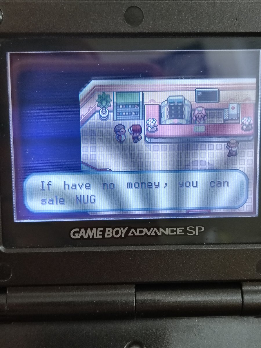 peachypop_cos's tweet photo. Recently bought a friend's old Pokemon game collection, including this absolutely beautiful car wreck of a LeafGreen translation https://t.co/3sji35h9lQ