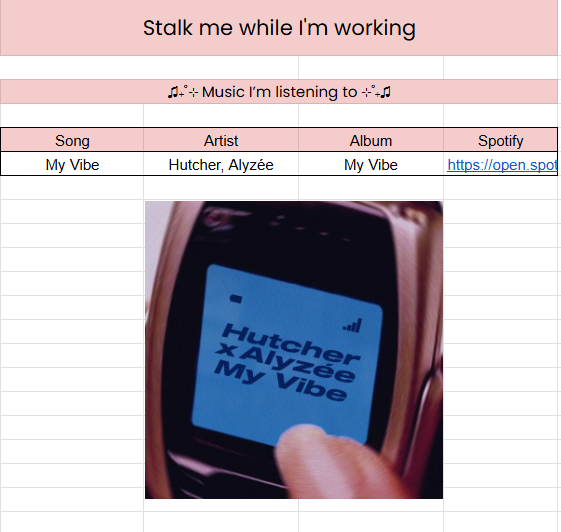 Yuumimi_cat's tweet photo. hii~ ✦ I made a little spreadsheet where you can see my work progress in real time, what I’m currently working on, what I’m listening to, and WIPs I might only post there ♡

https://t.co/VZn0MYVy6r https://t.co/bdFLYTMk6f