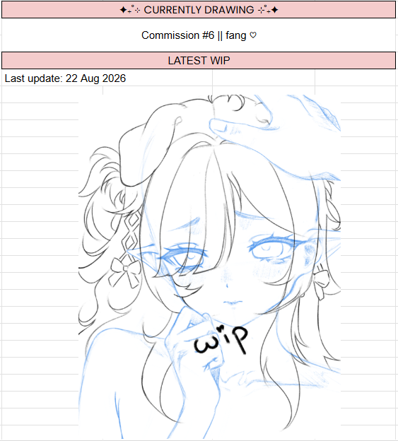 Yuumimi_cat's tweet photo. hii~ ✦ I made a little spreadsheet where you can see my work progress in real time, what I’m currently working on, what I’m listening to, and WIPs I might only post there ♡

https://t.co/VZn0MYVy6r https://t.co/bdFLYTMk6f