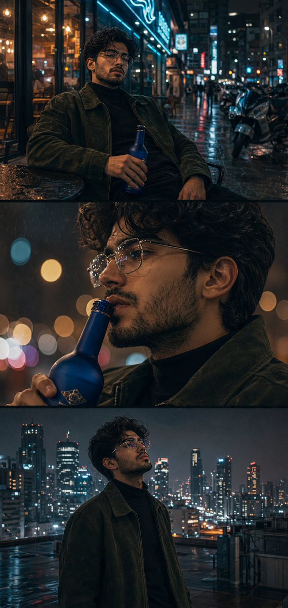 Cinematic Triptych Male Portrait
