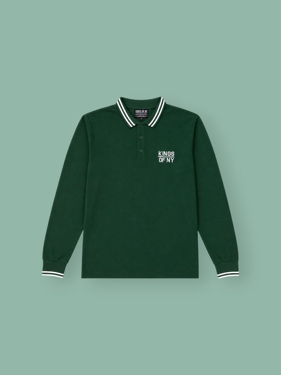 KingsofNYShop's tweet photo. Favorite color is 💵. Dark Green Classic Tipped Pique Mens Long Sleeve Polo Shirt Is available now at https://t.co/2ahLtqgfXP 👈🏼👈🏼👈🏼

#kingsofny #streetwear #poloshirt #menswear #moneygreen https://t.co/yglXj4VuTt