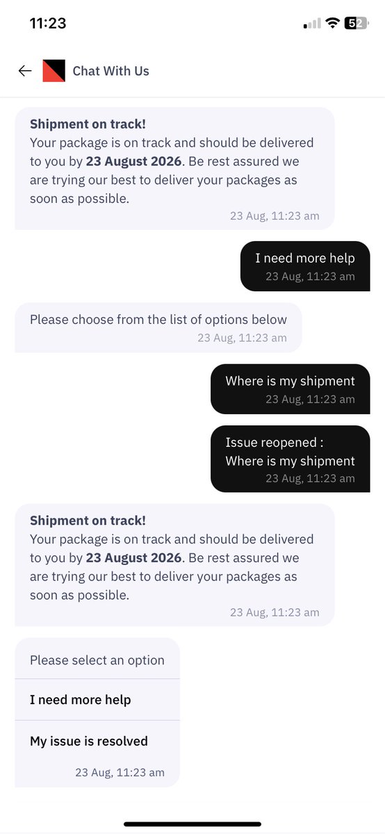 mdhv799's tweet photo. @delhivery Customer support is a joke. It doesn’t provide more than these options in a chat, and the contact number is not connecting no matter how many times I try. https://t.co/JnwVlN732Q